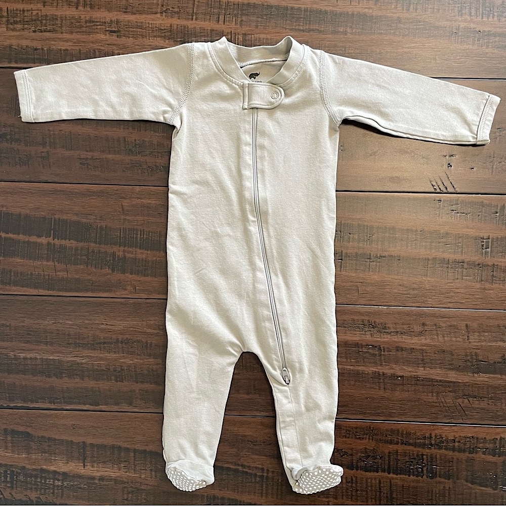 Monica + Andy Gray Organic Cotton Zip Footies